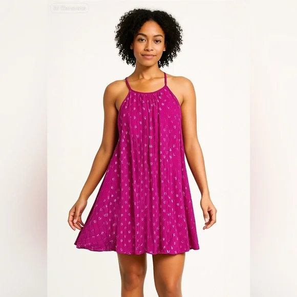 Ella Moss Fuchsia Silk Sparkly Sundress size S - Picture 2 of 13